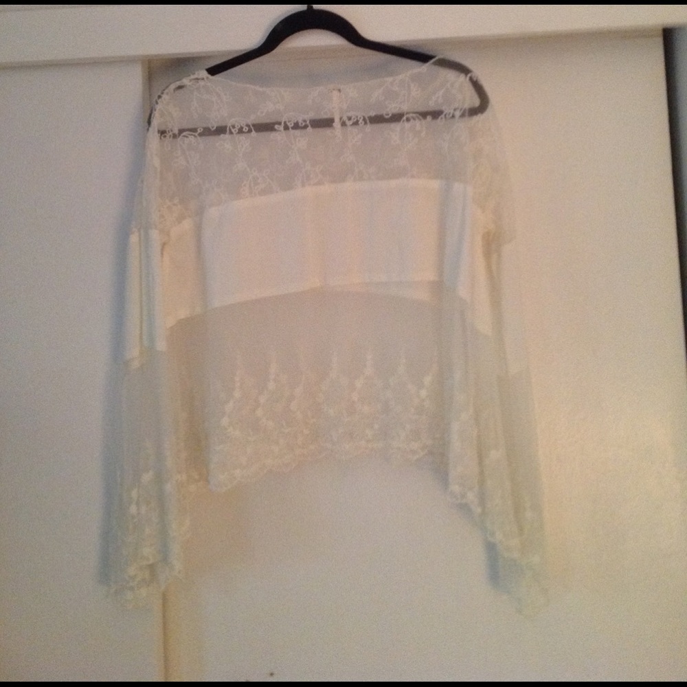 Free People ivory sheer lace blouse - Picture 2 of 6